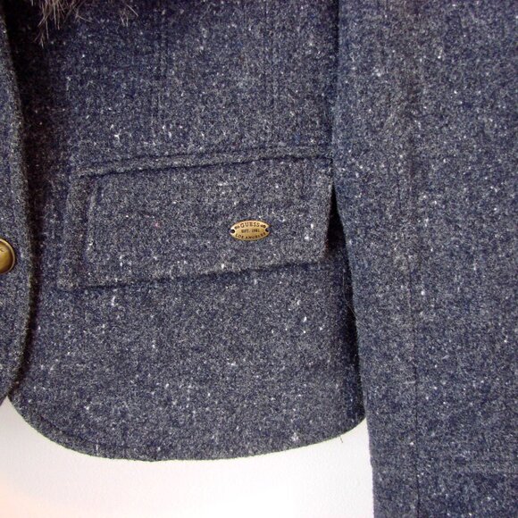 Vintage Y2K Jacket Blazer Guess Wool Blend Faux Fur Detachable Collar NWOT NEW - Picture 8 of 16